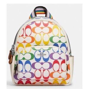 Coach Mini Rainbow Signature Canvas Backpack Pride
